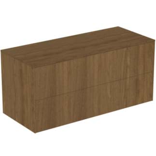 IDEAL STANDARD Toaletní skříňka Conca 1202x505 mm, se 2 výsuvnými zásuvkami s tichým zavíráním, s horní deskou #T4324Y5 - tmavý ořech