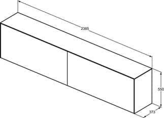 IDEAL STANDARD Toaletní skříňka Conca 2387x373 mm, se 2 výsuvnými zásuvkami push-open (soft-close), s umyvadlovou deskou #T4341Y4 - fládrovaný dub