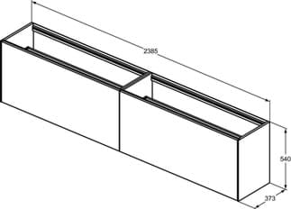 IDEAL STANDARD Toaletní skříňka Conca 2385x373 mm, se 2 výsuvnými zásuvkami s tichým zavíráním #T4339Y2 - antracit matný