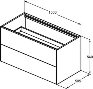 IDEAL STANDARD Toaletní skříňka Conca 1000x505 mm, se 2 výsuvnými zásuvkami s tichým zavíráním #T4357Y2 - antracit matný