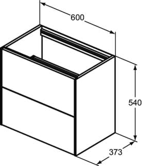 IDEAL STANDARD Toaletní skříňka Conca 600x373 mm, se 2 výsuvnými zásuvkami push-pull #T4354Y4 - fládrovaný dub