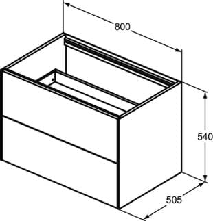 IDEAL STANDARD Toaletní skříňka Conca 800x505 mm, se 2 výsuvnými zásuvkami s tichým zavíráním #T4356Y6 - světlý dub