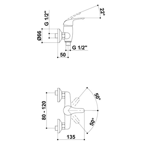 KREINER NAPOLI baterie sprchová nástěnná NA80AK