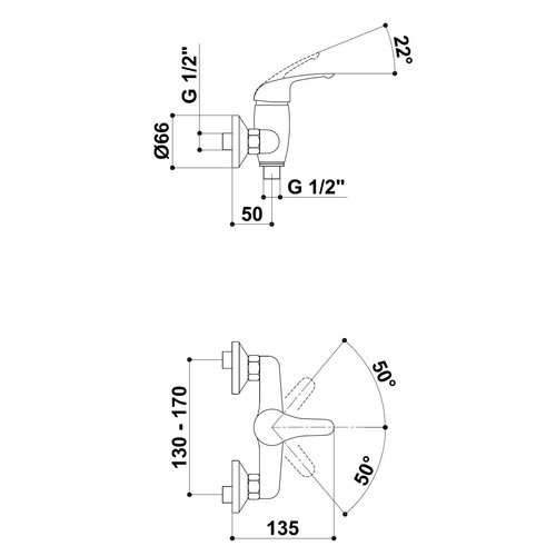 KREINER NAPOLI baterie sprchová nástěnná NA80BK