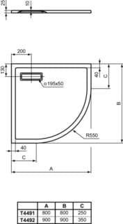 IDEAL STANDARD Ultra Flat New quadrant BRW 800x800mm, v jedné rovině s podlahou #T449101 - Bílá (Alpine), obrázek 1