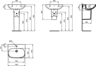 IDEAL STANDARD i.life A umyvadlo 550x440mm, s 1 otvorem pro baterii, s otvorem pro přepad (kulatý) #T4512MA - Bílá (Alpine) s Ideal Plus, obrázek 4