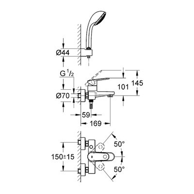 GROHE Europlus Páková vanová baterie, DN 15 Chrom #33547002