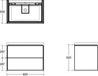 IDEAL STANDARD Toaletní skříňka Conca 800x505 mm, se 2 výsuvnými přihrádkami s tichým zavíráním #T4574Y1 - matná bílá