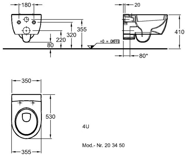 KERAMAG 4U klozet závěsný 203450600