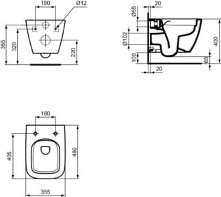 IDEAL STANDARD Závěsné WC Ideal Standard i.life S RimLS+ #T4592MA - Bílá (Alpine) s Ideal Plus