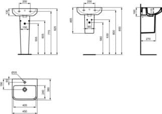 IDEAL STANDARD Umyvadlo Ideal Standard i.life B 450x380 mm, s 1 otvorem pro baterii, s otvorem pro přepad (kulatý) #T461001 - Bílá (Alpine), obrázek 5