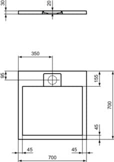 IDEAL STANDARD Čtvercová sprchová vanička Ultra Flat S i.life 700x700 mm, v jedné rovině s podlahou #T5246FT - pískovec