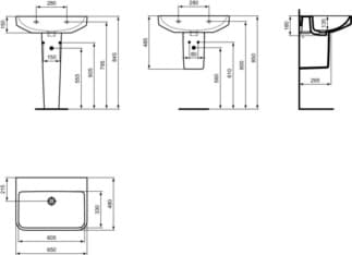 IDEAL STANDARD i.life B umyvadlo 650x480mm, bez otvoru pro baterii, bez přepadu #T5338HY - Bílá (SmartGuard), obrázek 5