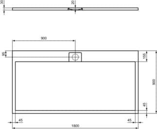 IDEAL STANDARD Obdélníková sprchová vanička Ultra Flat S i.life 1800x900 mm, v jedné rovině s podlahou #T5230FR - Carrara bílá