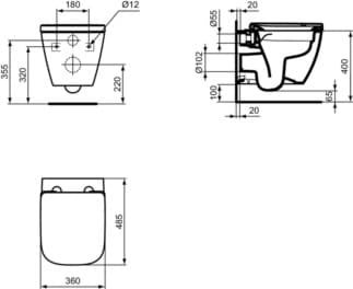 IDEAL STANDARD i.life S WC balíček RimLS+ #T473801 - bílá (Alpine), obrázek 2