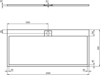 IDEAL STANDARD Obdélníková sprchová vanička Ultra Flat S i.life 2000x900 mm, v jedné rovině s podlahou #T5243FS - křemenná šedá