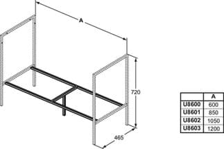 IDEAL STANDARD Podpěrný rám Adapto 850x465mm #U8601FY - antracitový, obrázek 1
