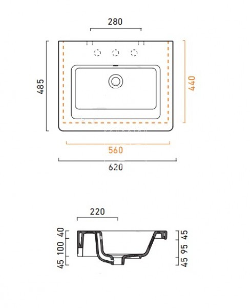 CATALANO NEW LIGHT 62 umyvadlo 62x48cm 162LI00 - bílá