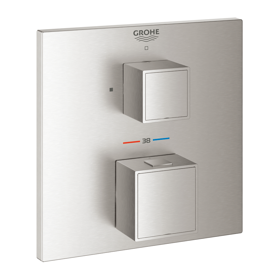 GROHE Grohtherm Cube Termostatická baterie pro 1 výstup s uzavíracím ventilem SuperSteel #24153DC0