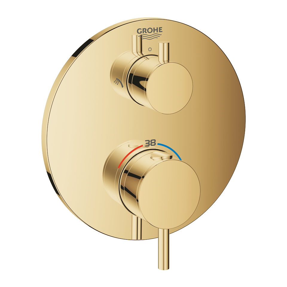 GROHE Atrio Termostatická baterie pro 2 výstupy s integrovaným uzavíracím/přepínacím ventilem Cool Sunrise #24135GL3
