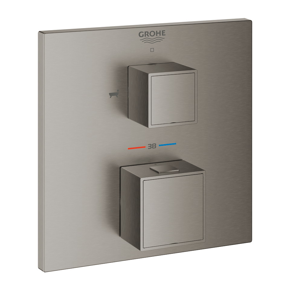 GROHE Grohtherm Cube Termostatická baterie pro 2 výstupy s integrovaným uzavíracím/přepínacím ventilem kartáčovaný Hard Graphite #24155AL0