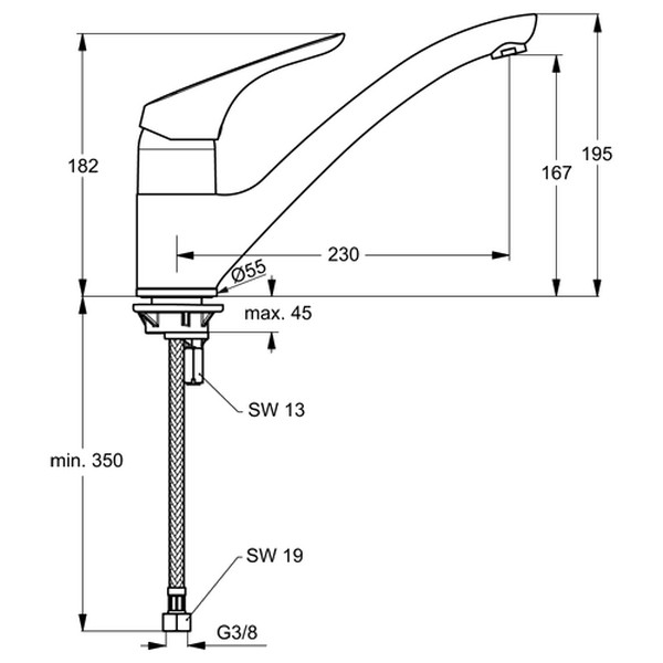 IDEAL STANDARD Cerasprint Neu dřezová baterie s otočným ramenem B5344AA chrom