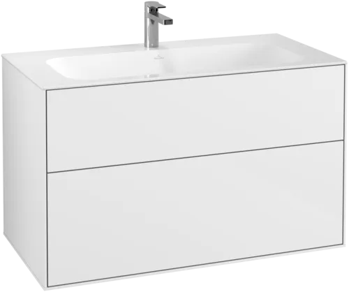 VILLEROY BOCH Toaletní skříňka Finion, s osvětlením, 2 zásuvky, 996 x 591 x 498 mm, lesklý bílý lak #G02000GF, obrázek 1