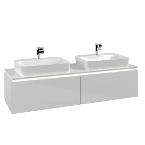 VILLEROY BOCH Legato toaletní skříňka, s osvětlením, 2 zásuvky, 1600 x 380 x 500 mm, lesklá bílá / lesklá bílá #B767L0DH