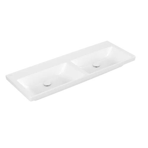 VILLEROY BOCH Skříňkové dvojumyvadlo Subway 3.0, 1300 x 475 x 165 mm, bílá Alpine CeramicPlus, bez přepadu #4A71D3R1