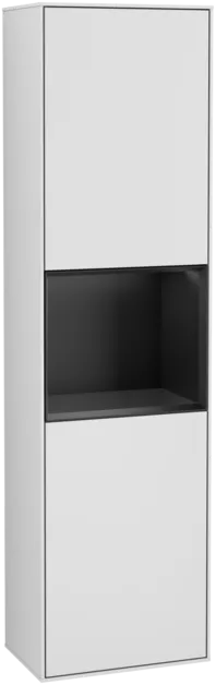VILLEROY BOCH Vysoká skříňka Finion, s osvětlením, 2 dveře, 418 x 1516 x 270 mm, bílý matný lak / černý matný lak #F470PDMT