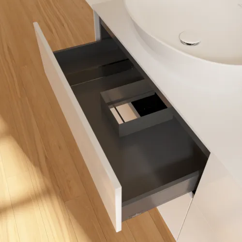 VILLEROY BOCH Toaletní skříňka Finion, 4 výsuvy, 1600 x 603 x 501 mm, lesklý bílý lak / sklo bílé matné #F96100GF, obrázek 7