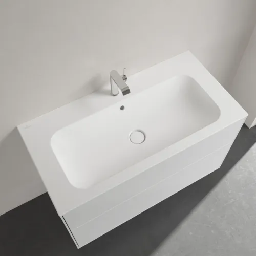 VILLEROY BOCH Umyvadlo na skříňku Finion, 1000 x 500 x 160 mm, Stone White CeramicPlus, se skrytým přepadem, neleštěné #4164ABRW, obrázek 4