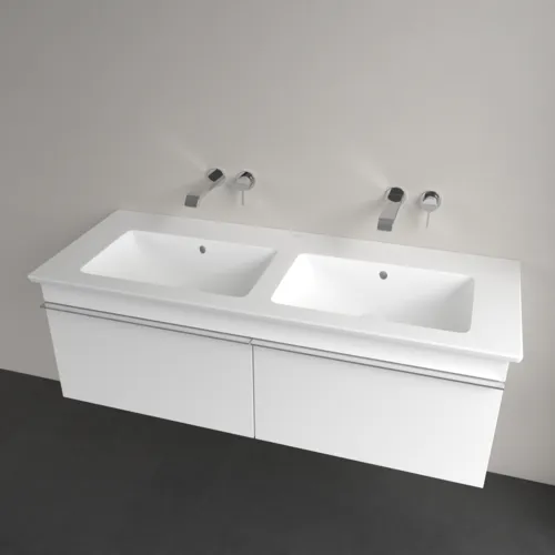 VILLEROY BOCH Skříňkové dvojumyvadlo Venticello, 1300 x 500 x 170 mm, Stone White CeramicPlus, s přepadem #4111DJRW, obrázek 3