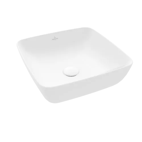 VILLEROY BOCH Umyvadlo Artis na desku, 410 x 410 x 130 mm, Stone White CeramicPlus, bez přepadu #417841RW
