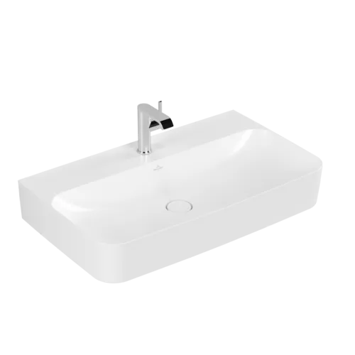 VILLEROY BOCH Umyvadlo Finion, 800 x 470 x 165 mm, Stone White CeramicPlus, se skrytým přepadem #416884RW