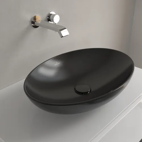 VILLEROY BOCH Umyvadlo na desku Loop & Friends, 560 x 380 x 120 mm, Pure Black CeramicPlus, s přepadem #4A4700R7, obrázek 7