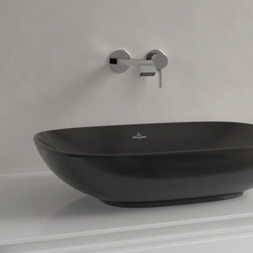 VILLEROY BOCH Umyvadlo na desku Loop & Friends, 560 x 380 x 120 mm, Pure Black CeramicPlus, s přepadem #4A4900R7, obrázek 6