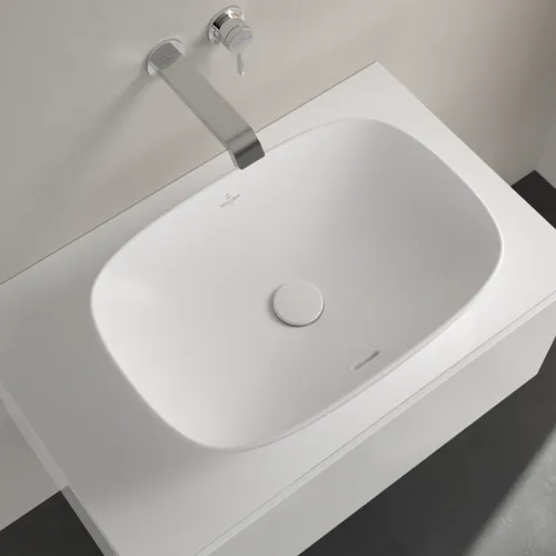 VILLEROY BOCH Umyvadlo na desku Loop & Friends, 560 x 380 x 120 mm, Stone White CeramicPlus, s přepadem #4A4900RW, obrázek 4