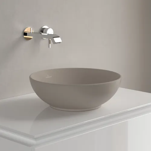 VILLEROY BOCH Umyvadlo na desku Loop & Friends, 380 x 380 x 120 mm, Almond CeramicPlus, s přepadem #4A4500AM, obrázek 2
