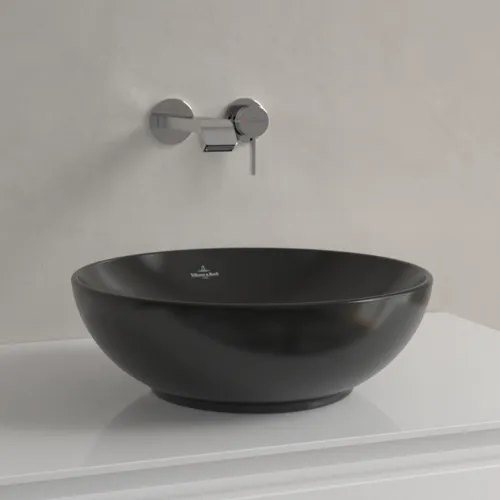 VILLEROY BOCH Umyvadlo na desku Loop & Friends, 380 x 380 x 120 mm, Pure Black CeramicPlus, s přepadem #4A4500R7, obrázek 6