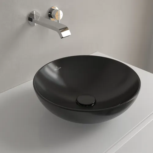 VILLEROY BOCH Umyvadlo na desku Loop & Friends, 380 x 380 x 120 mm, Pure Black CeramicPlus, s přepadem #4A4500R7, obrázek 7
