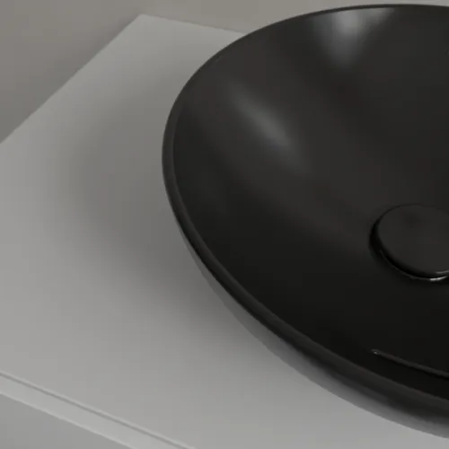 VILLEROY BOCH Umyvadlo na desku Loop & Friends, 380 x 380 x 120 mm, Pure Black CeramicPlus, s přepadem #4A4500R7, obrázek 5