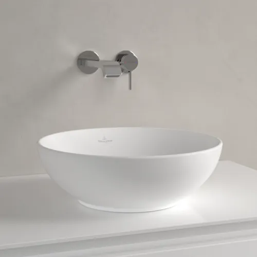 VILLEROY BOCH Umyvadlo na desku Loop & Friends, 380 x 380 x 120 mm, Stone White CeramicPlus, s přepadem #4A4500RW, obrázek 6