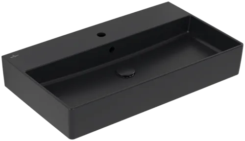 VILLEROY BOCH Umyvadlo Memento 2.0, 800 x 470 x 140 mm, Pure Black CeramicPlus, s přepadem #4A2280R7