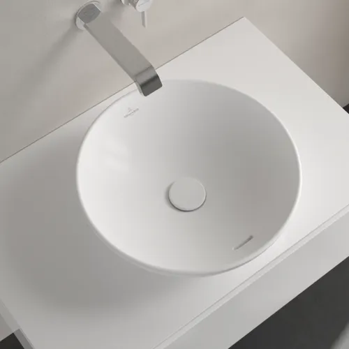 VILLEROY BOCH Umyvadlo na desku Loop & Friends, 420 x 420 x 120 mm, Stone White CeramicPlus, s přepadem #4A4600RW, obrázek 4