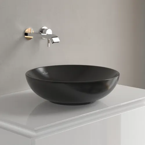 VILLEROY BOCH Umyvadlo na desku Loop & Friends, 420 x 420 x 120 mm, Ebony CeramicPlus, bez přepadu #4A4601S5, obrázek 2