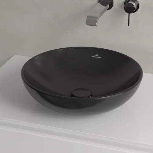 VILLEROY BOCH Umyvadlo na desku Loop & Friends, 420 x 420 x 120 mm, Ebony CeramicPlus, bez přepadu #4A4601S5, obrázek 3