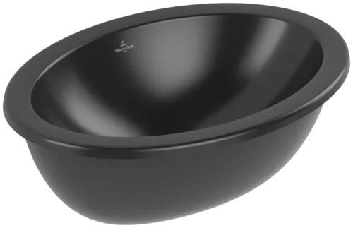 VILLEROY BOCH Podomítkové umyvadlo Loop & Friends, 485 x 325 x 215 mm, Pure Black CeramicPlus, bez přepadu #4A5401R7