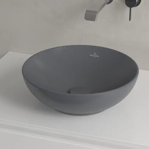 VILLEROY BOCH Umyvadlo na desku Loop & Friends, 380 x 380 x 120 mm, Graphite CeramicPlus, bez přepadu #4A4501I4, obrázek 3