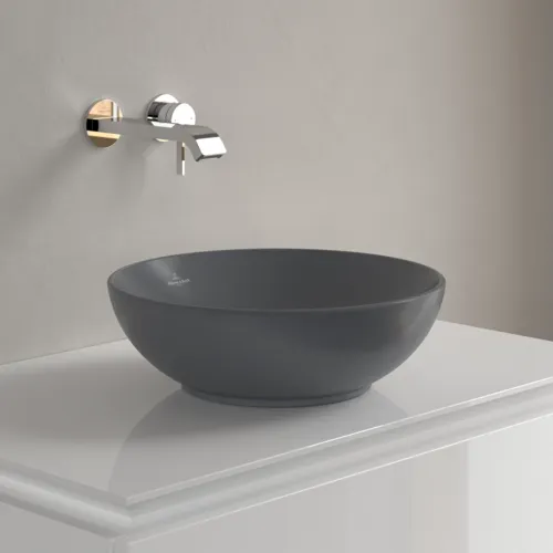 VILLEROY BOCH Umyvadlo na desku Loop & Friends, 380 x 380 x 120 mm, Graphite CeramicPlus, bez přepadu #4A4501I4, obrázek 2